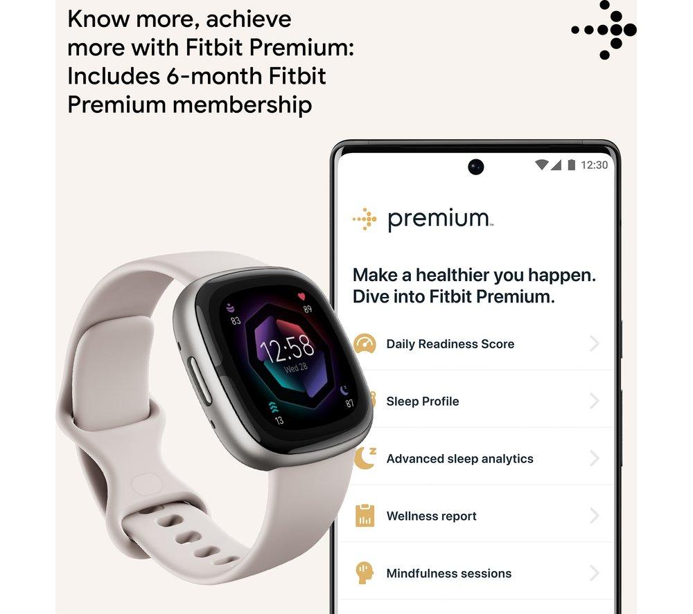FITBIT Sense 2 Smartwatch – Mondweiß & Platin