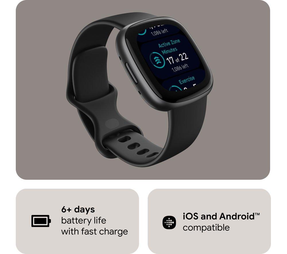 FITBIT Versa 4 Smartwatch - Schwarz & Graphit