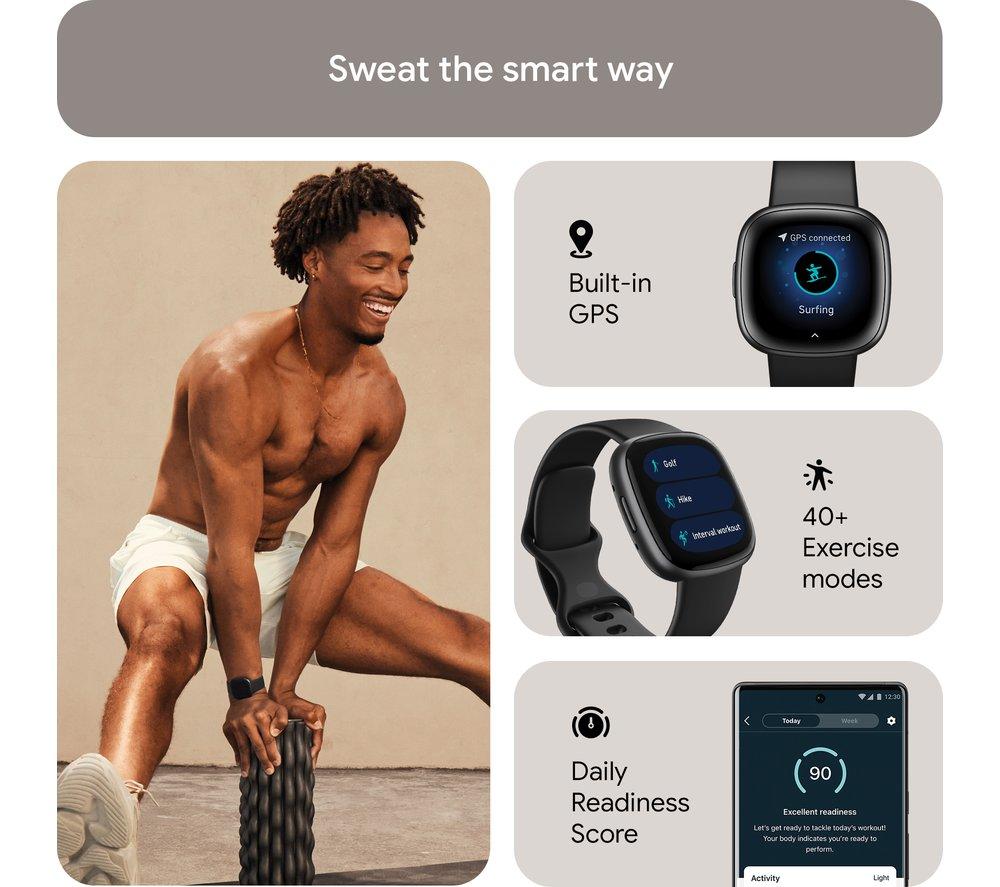 FITBIT Versa 4 Smartwatch - Schwarz & Graphit