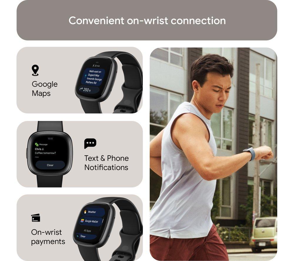 FITBIT Versa 4 Smartwatch - Schwarz & Graphit