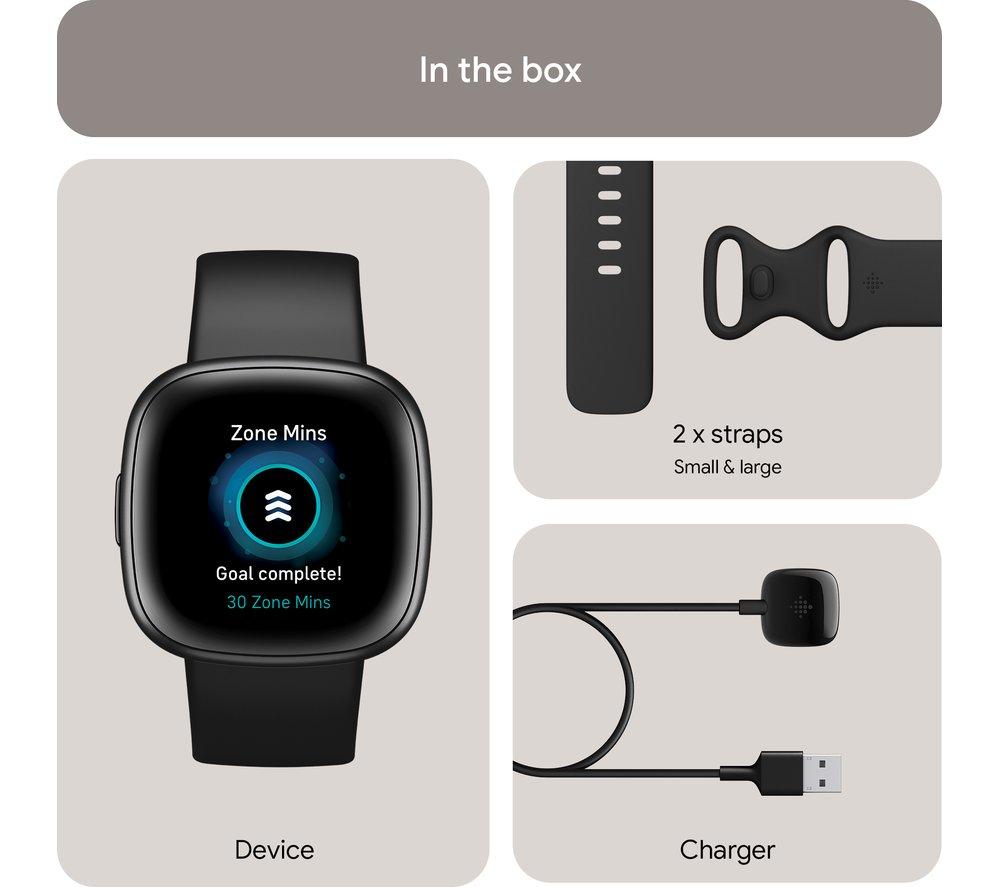 FITBIT Versa 4 Smartwatch - Schwarz & Graphit
