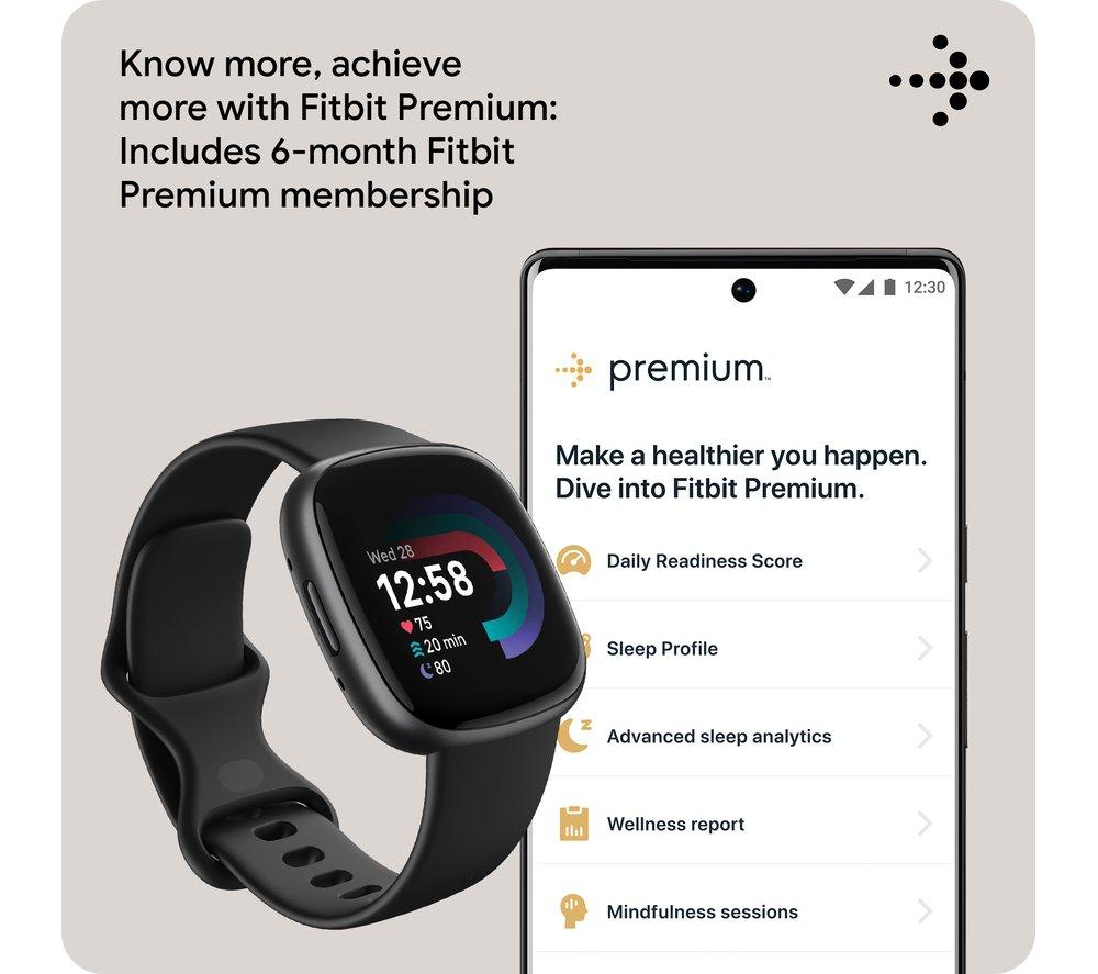 FITBIT Versa 4 Smartwatch - Schwarz & Graphit