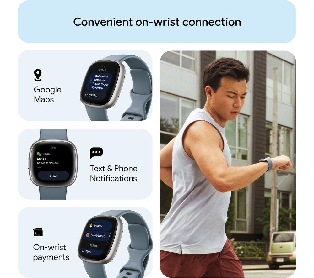 FITBIT Versa 4 Smart Watch - Waterfall Blue & Platinum