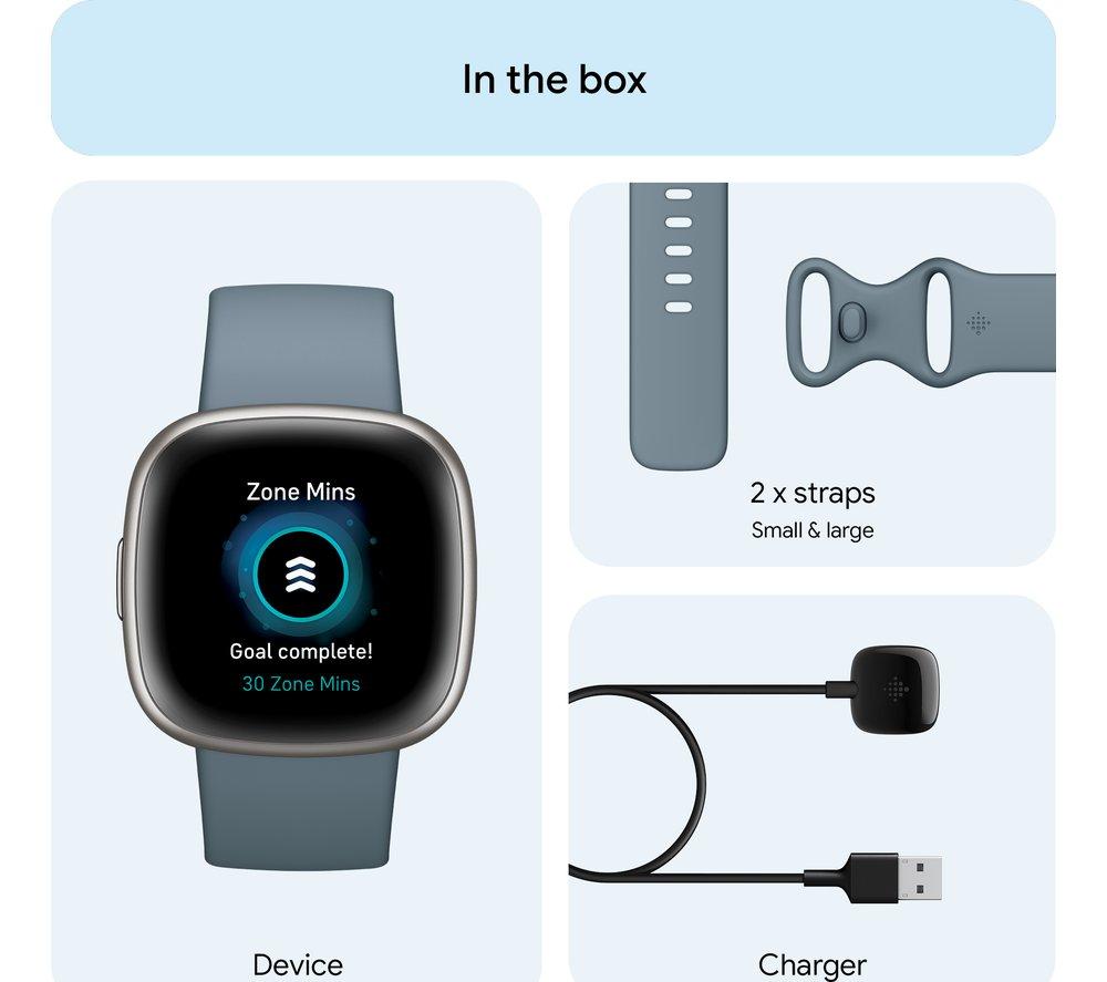 FITBIT Versa 4 Smart Watch - Waterfall Blue & Platinum