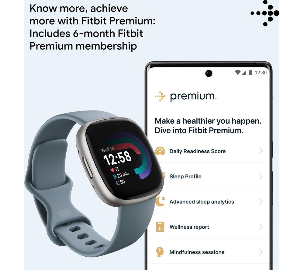 FITBIT Versa 4 Smart Watch - Waterfall Blue & Platinum