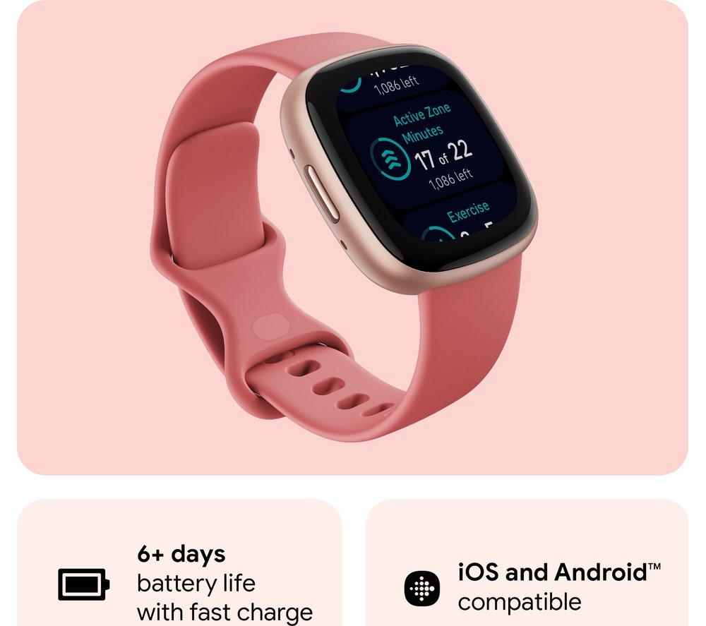 FITBIT Versa 4 Smart Watch - Pink Sand & Copper Rose