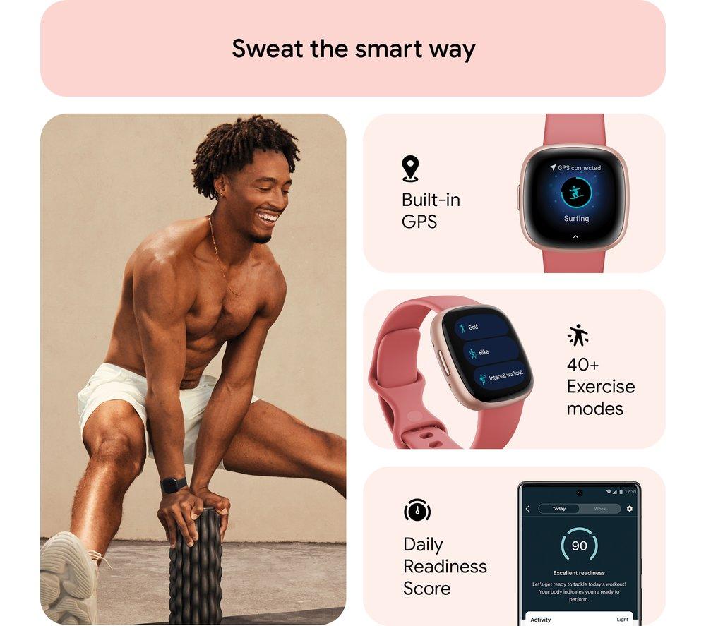 FITBIT Versa 4 Smart Watch - Pink Sand & Copper Rose
