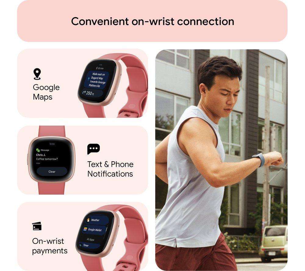 FITBIT Versa 4 Smart Watch - Pink Sand & Copper Rose