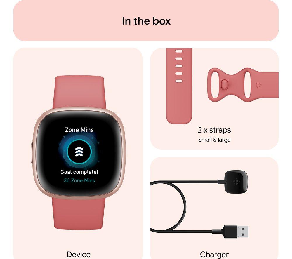 FITBIT Versa 4 Smart Watch - Pink Sand & Copper Rose