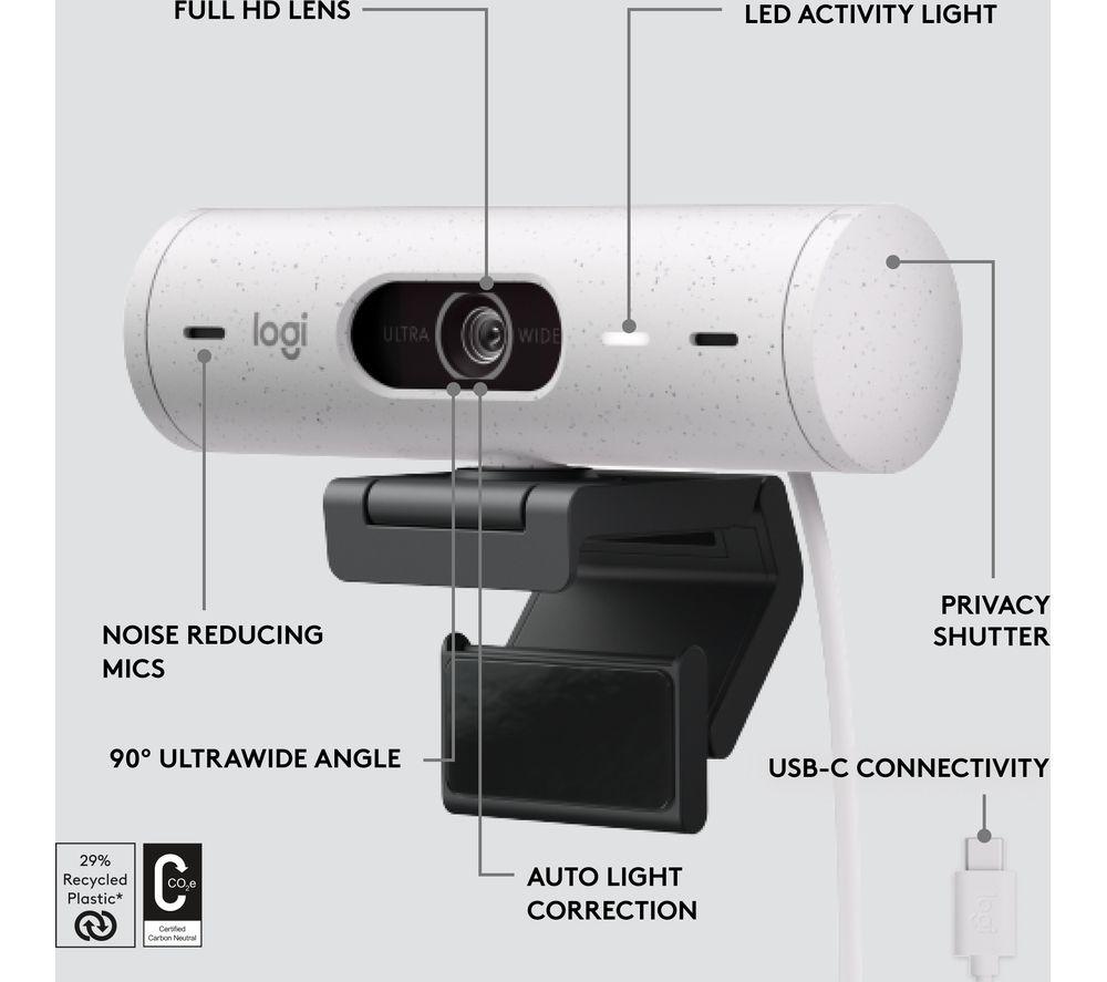 LOGITECH Brio 500 Full HD Webcam - Off-White