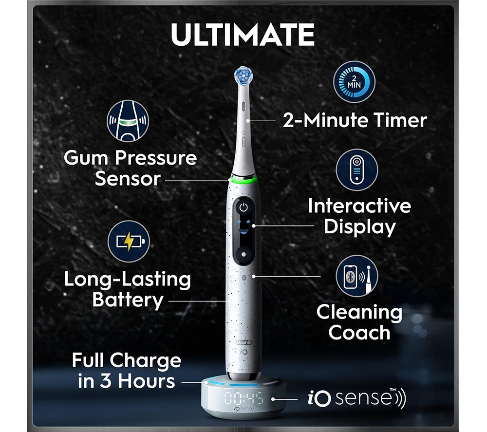 ORAL-B iO10 Electric Toothbrush + Charging Travel Case - Stardust White