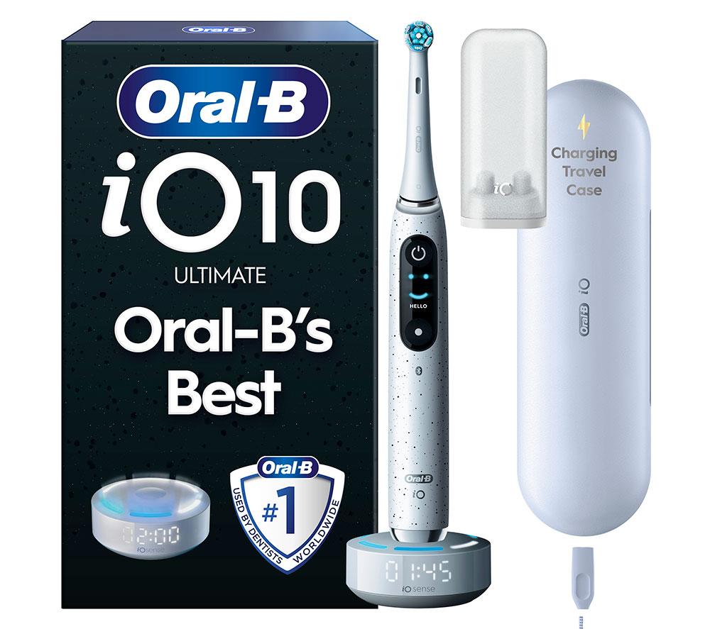 ORAL-B iO10 Electric Toothbrush + Charging Travel Case - Stardust White
