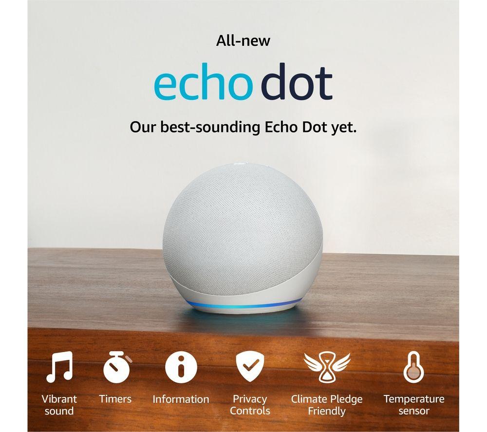 AMAZON Echo Dot (5th Gen) Smart Speaker with Alexa - Glacier White