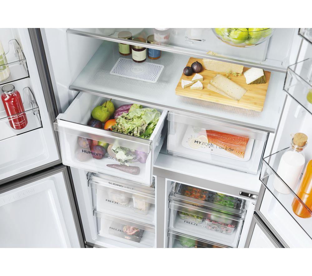 HAIER HCR5919ENMP American-Style Fridge Freezer - Platinum Inox