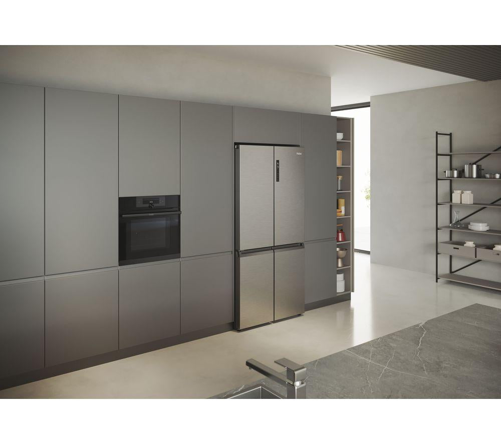 HAIER HCR5919ENMP American-Style Fridge Freezer - Platinum Inox