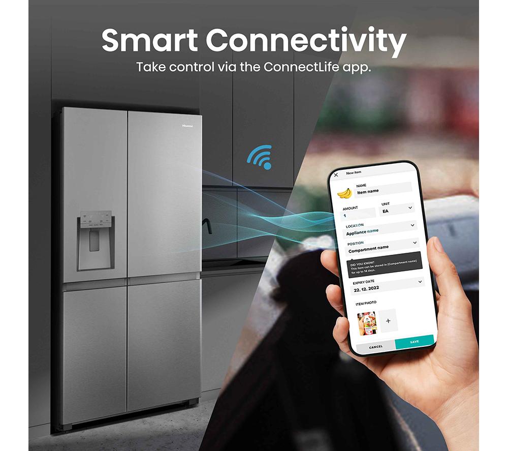 HISENSE PureFlat Infinite RS818N4TIE Frigorífico americano inteligente - Acero inoxidable gris