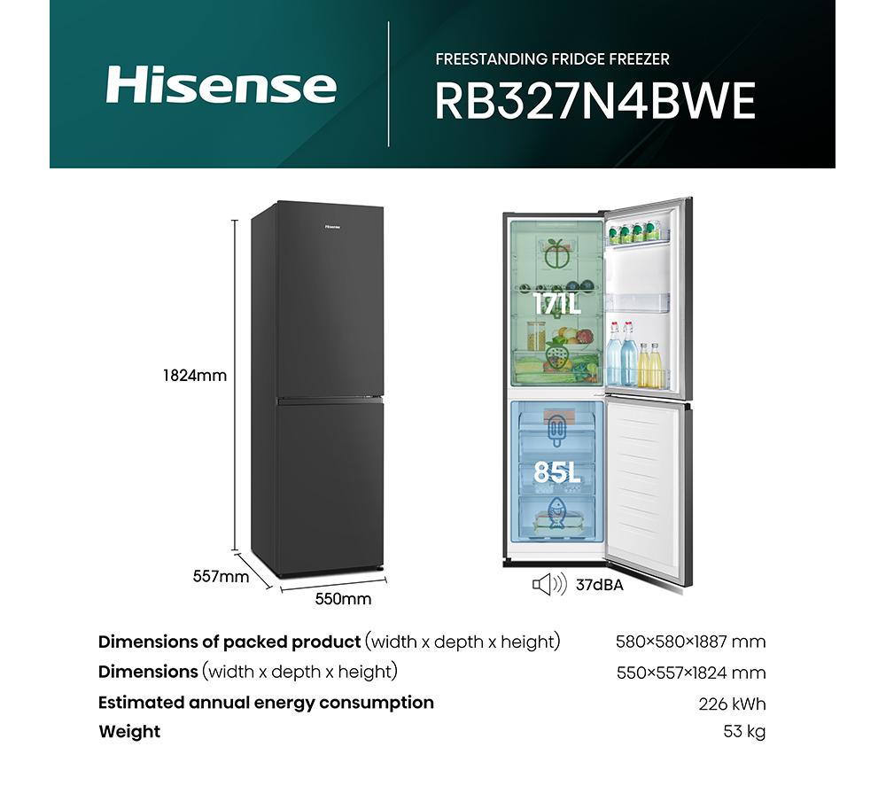 HISENSE RB327N4BBE Frigorífico y congelador 50/50 - Negro y acero