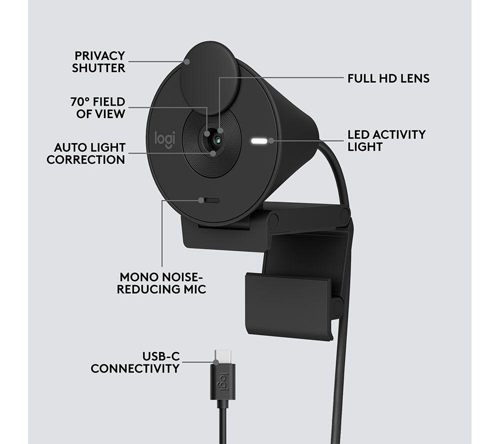 LOGITECH Brio 300 Full HD Webcam - Graphite