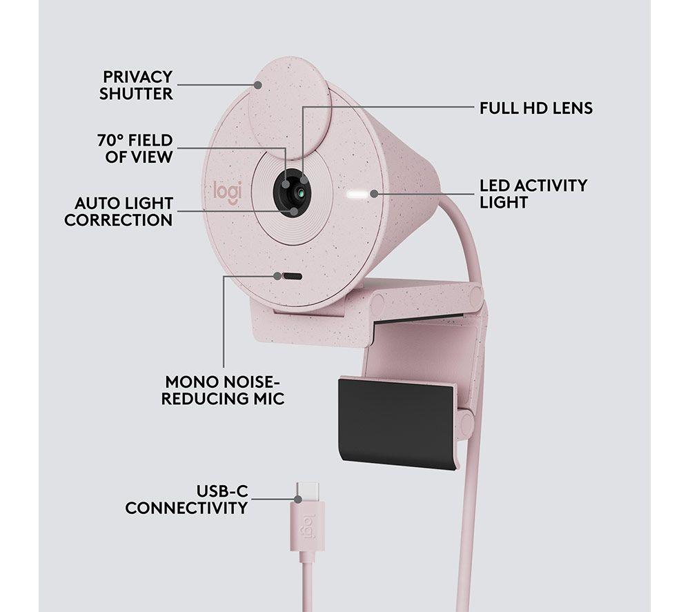 LOGITECH Brio 300 Full HD Webcam - Rose