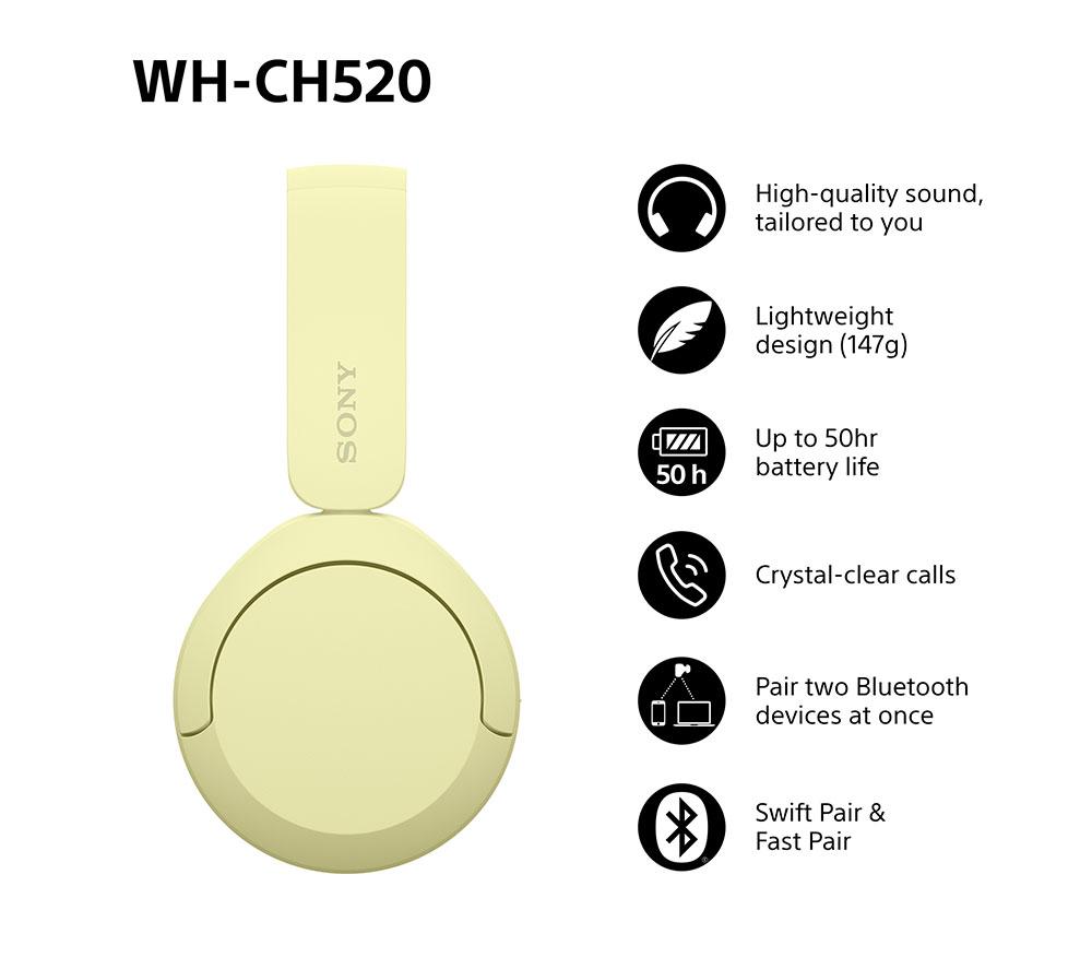 Auriculares Bluetooth inalámbricos SONY WH-CH520Y - Amarillos