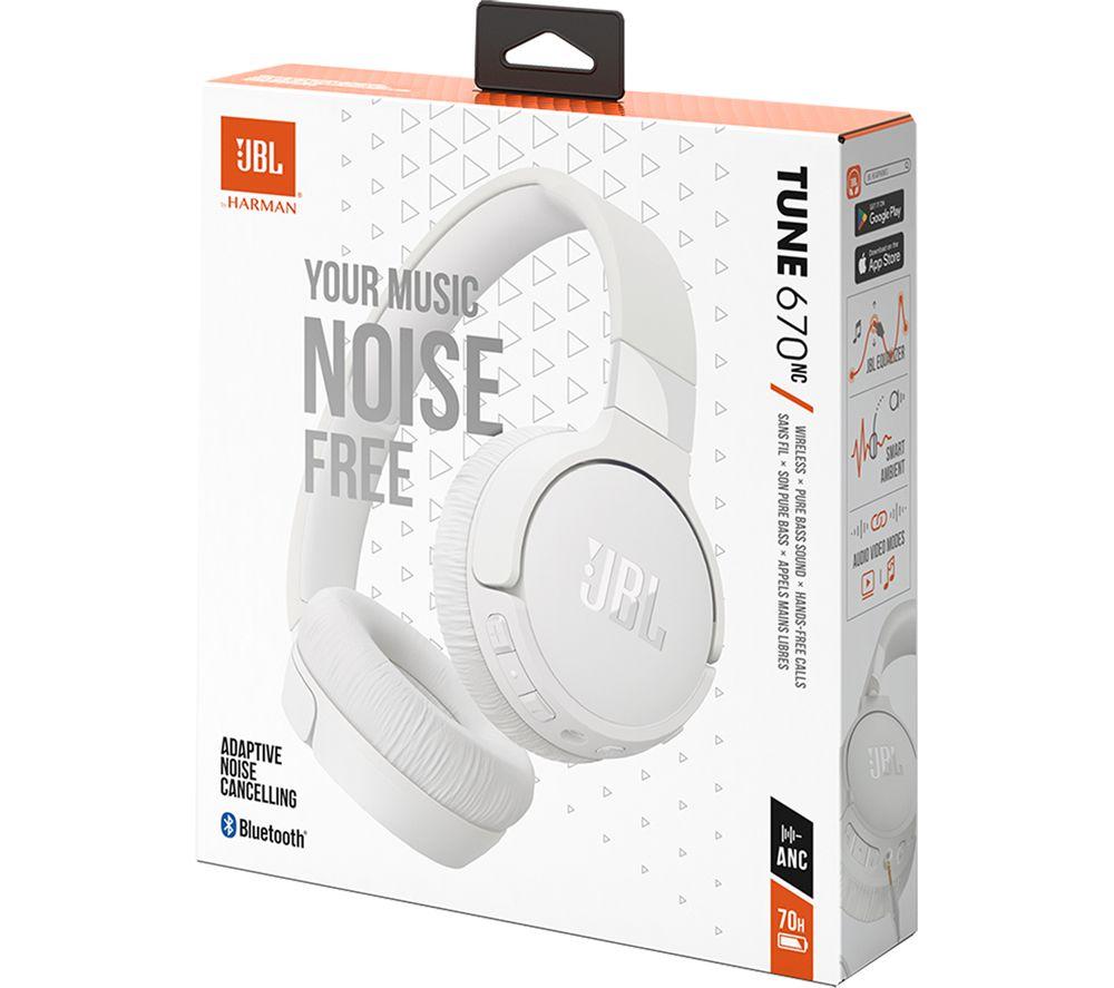 JBL Tune 670NC Wireless Bluetooth Noise-Cancelling Headphones - White