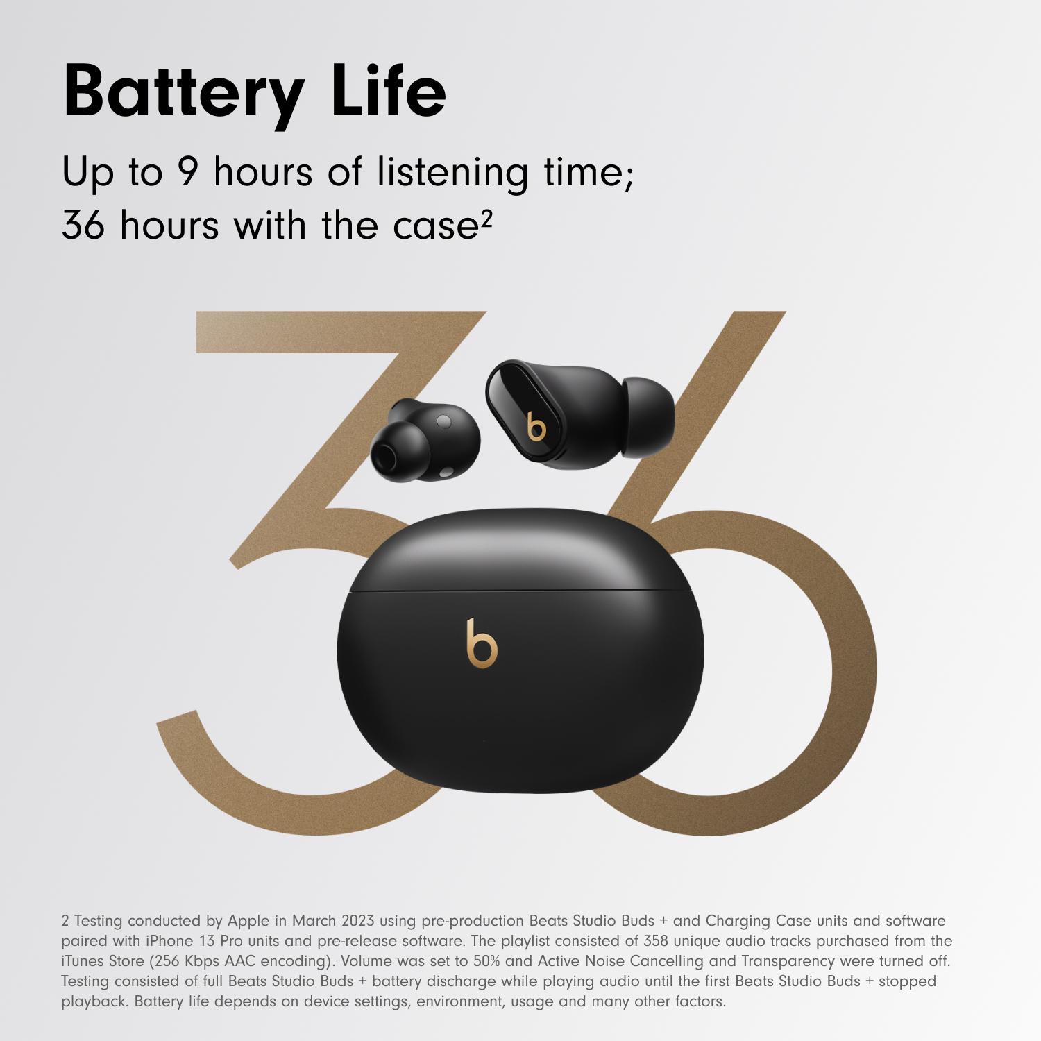 BEATS Studio Buds + Wireless Bluetooth Noise-Cancelling Earbuds - Black