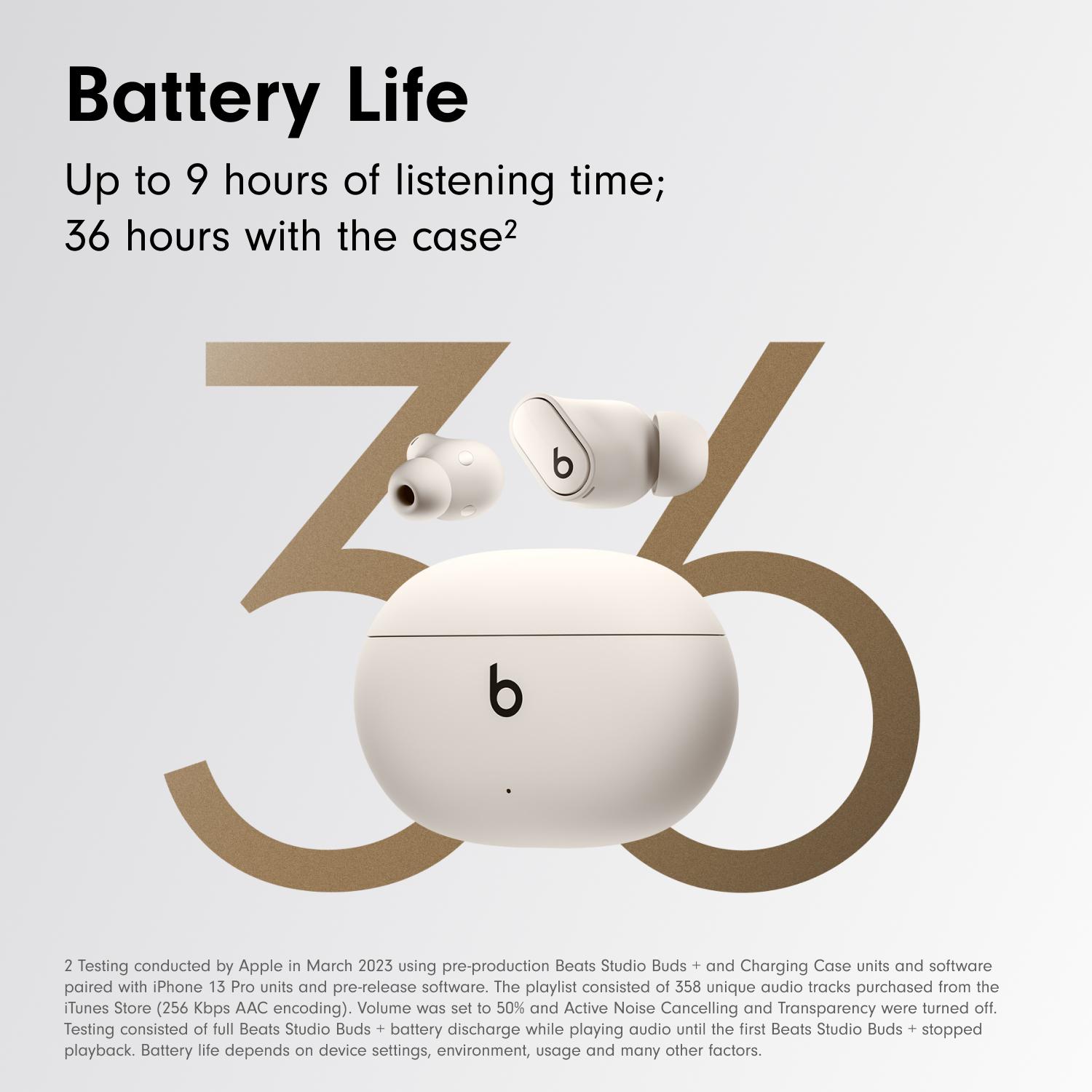 BEATS Studio Buds + Wireless Bluetooth Noise-Cancelling Earbuds - White