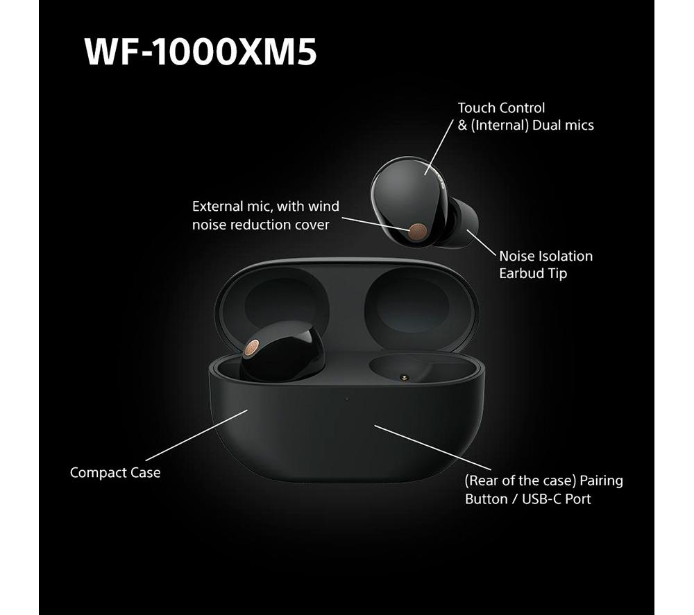 SONY WF-1000XM5 Wireless Bluetooth Noise-Cancelling Earbuds - Black