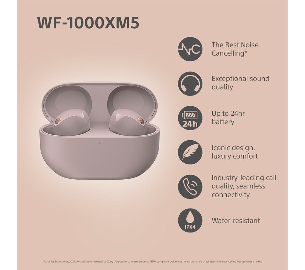 Auriculares internos inalámbricos con Bluetooth y cancelación de ruido Sony WF-1000XM5 - Rosa Ahumado