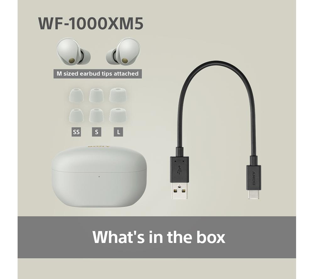 SONY WF-1000XM5 Wireless Bluetooth Noise-Cancelling Earbuds - Silver