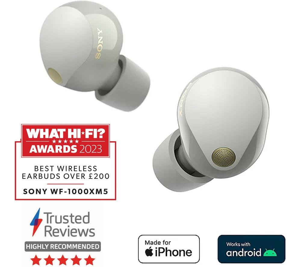 SONY WF-1000XM5 Wireless Bluetooth Noise-Cancelling Earbuds - Silver