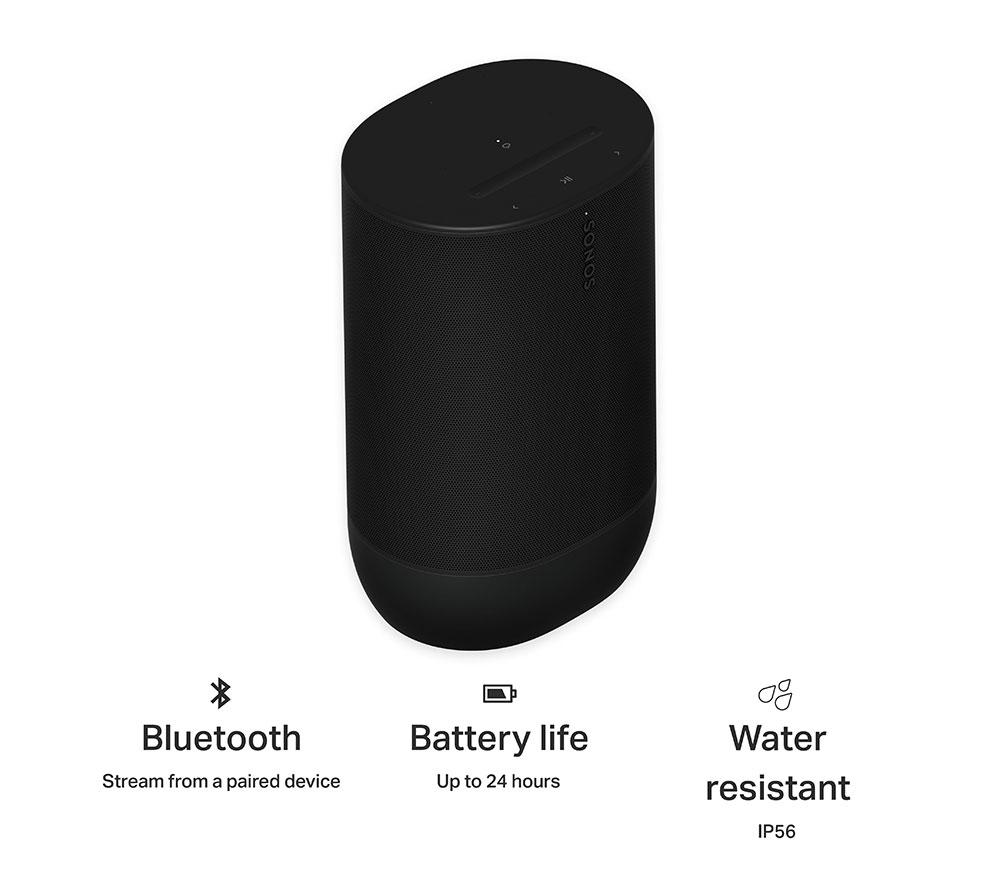 SONOS Move 2 Portable Wireless Multi-room Speaker with Amazon Alexa - Black