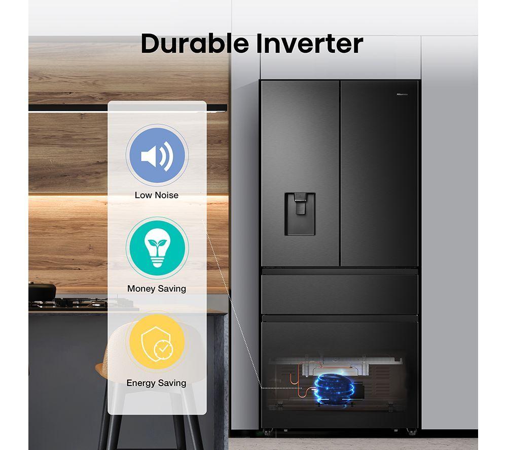 Frigorífico americano HISENSE PureFlat RF540N4WFE - Acero inoxidable negro