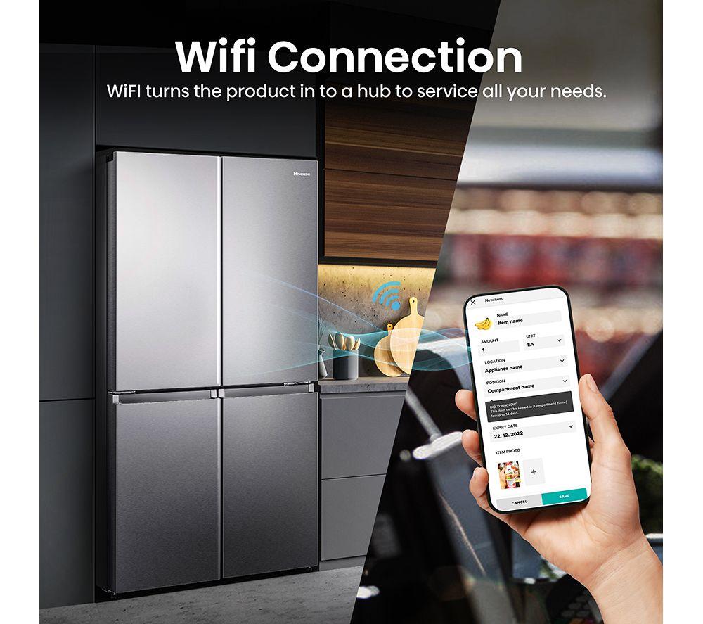 HISENSE PureFlat RQ758N4SASE Smart Fridge Freezer - Stainless Steel