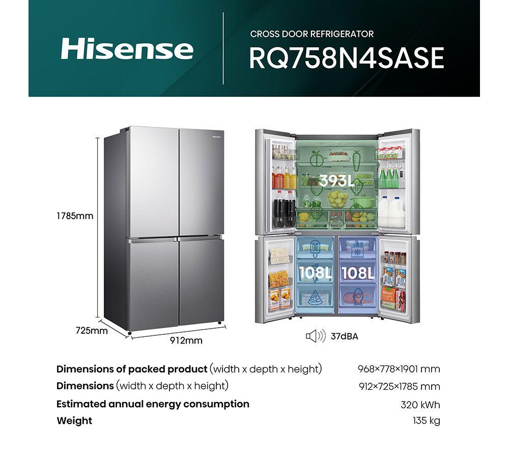 HISENSE PureFlat RQ758N4SASE Smart Fridge Freezer - Stainless Steel