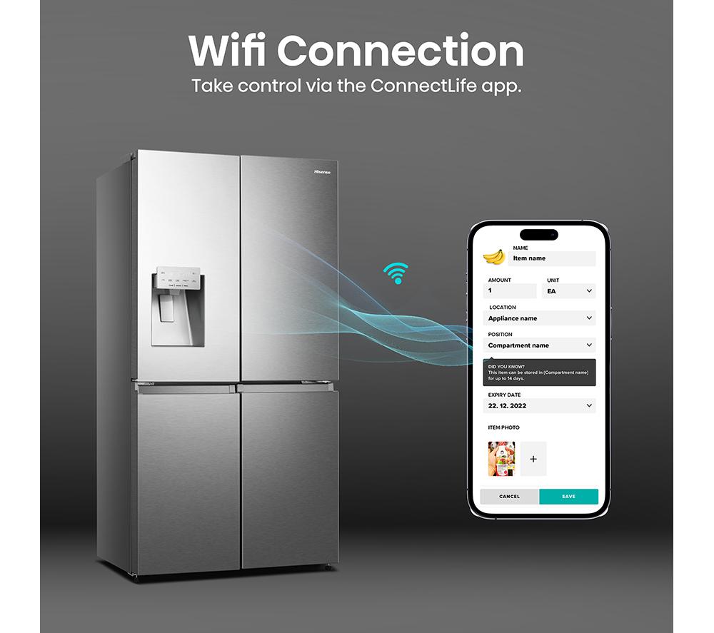 Frigorífico y congelador inteligentes estilo americano HISENSE PureFlat RQ760N4SASE - Acero inoxidable
