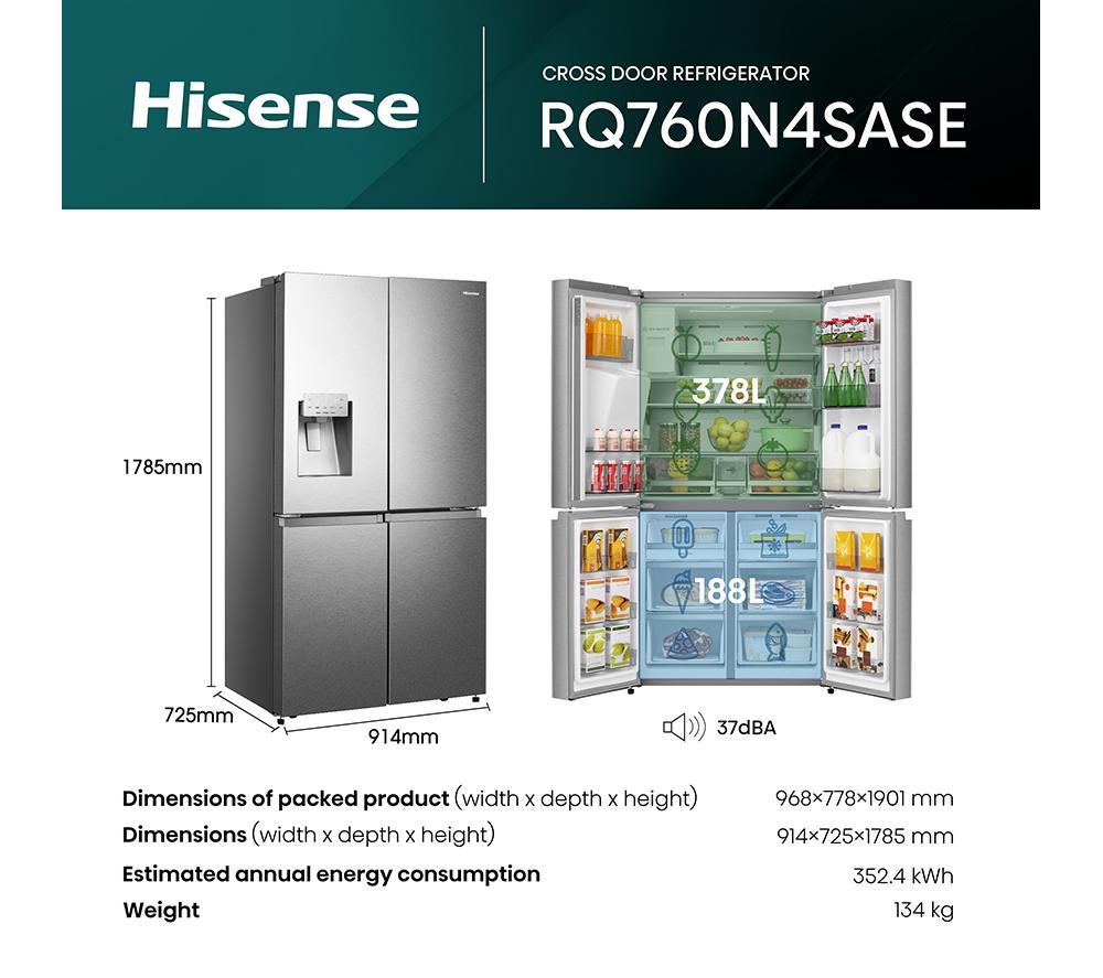 Frigorífico y congelador inteligentes estilo americano HISENSE PureFlat RQ760N4SASE - Acero inoxidable