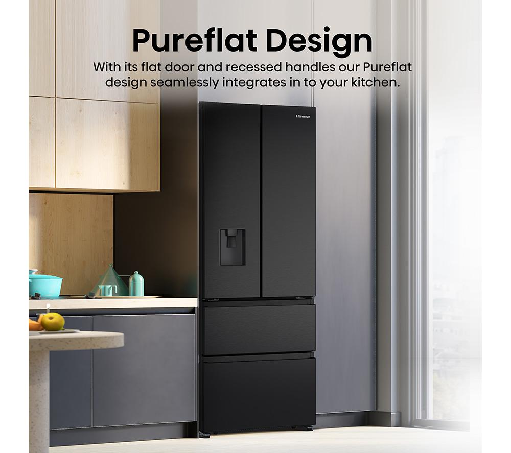 Frigorífico Americano HISENSE PureFlat Slim RF632N4WFE - Acero inoxidable negro