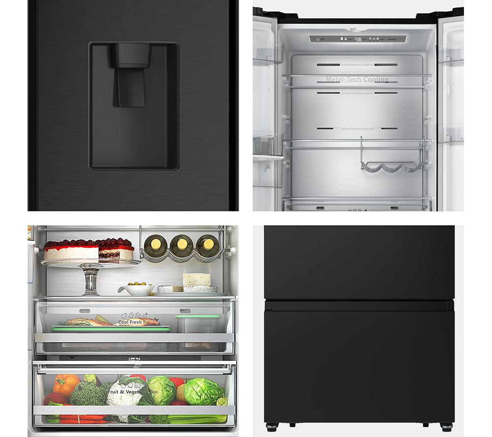 Frigorífico Americano HISENSE PureFlat Slim RF632N4WFE - Acero inoxidable negro
