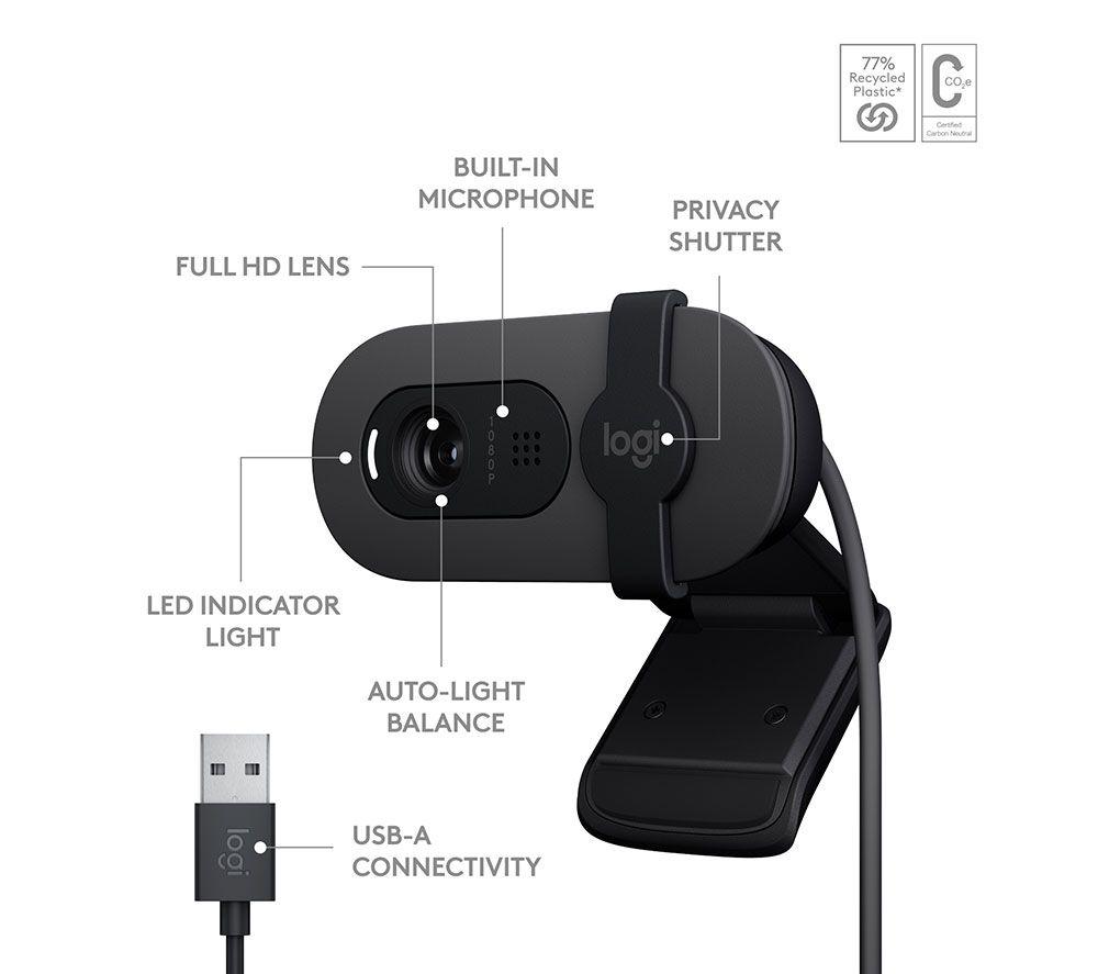 LOGITECH Brio 100 Full HD Webcam - Graphite