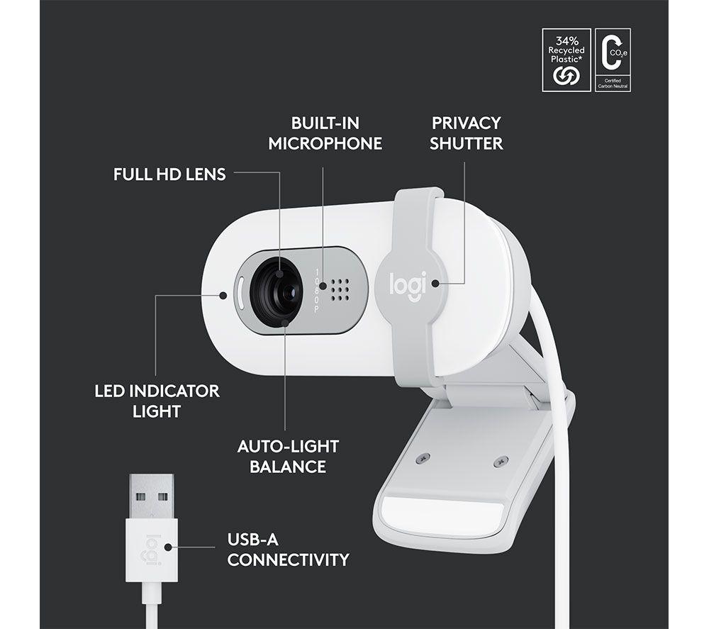 LOGITECH Brio 100 cámara web Full HD - Blanca
