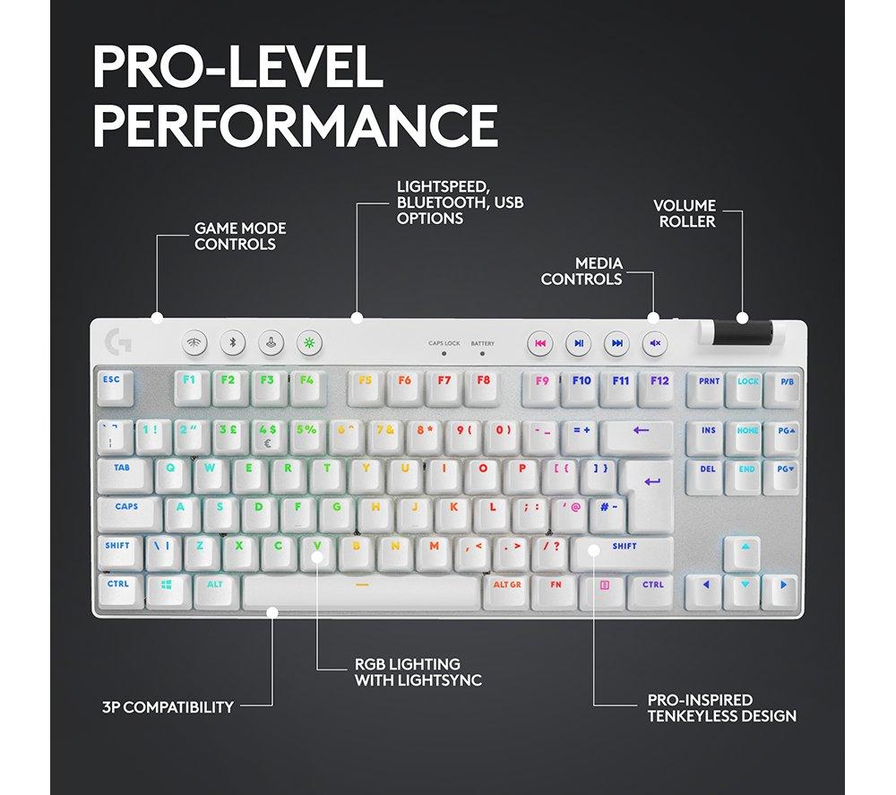 LOGITECH G Pro X TKL LIGHTSPEED Wireless Gaming Keyboard - White