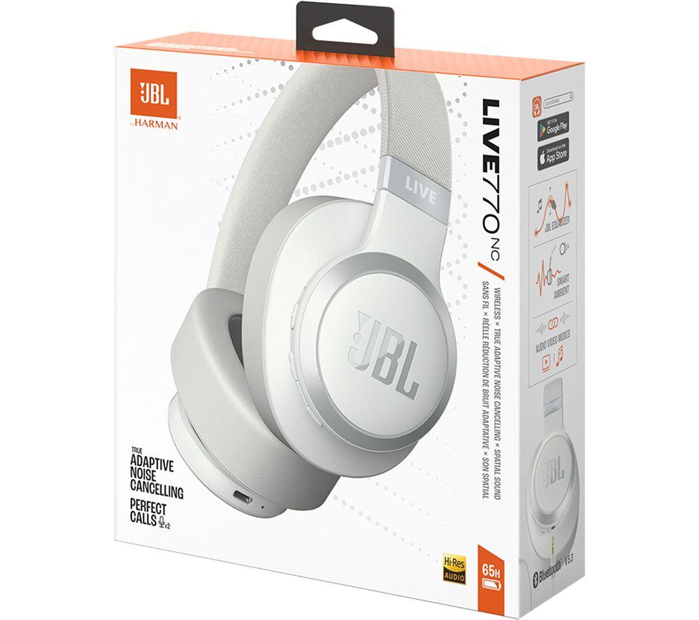 JBL Live 770NC Wireless Bluetooth Noise-Cancelling Headphones - White