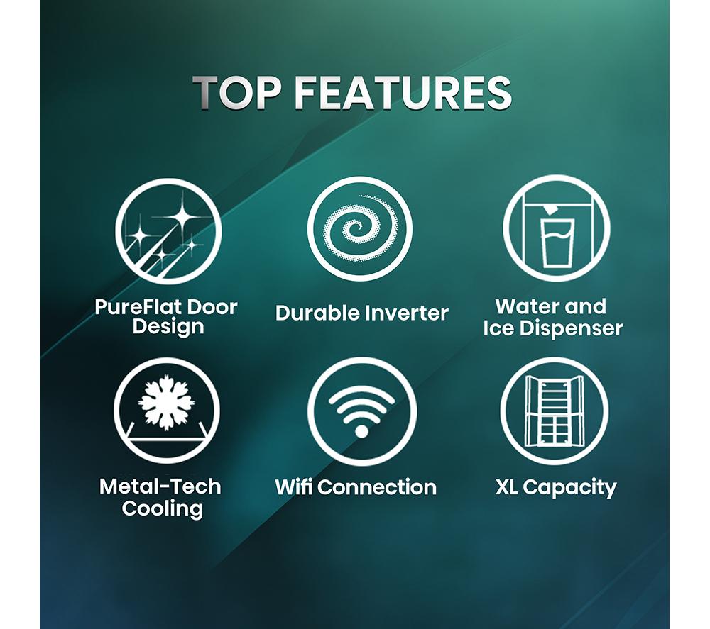 Frigorífico americano inteligente HISENSE PureFlat Infinite RS818N4IFE - Acero inoxidable negro