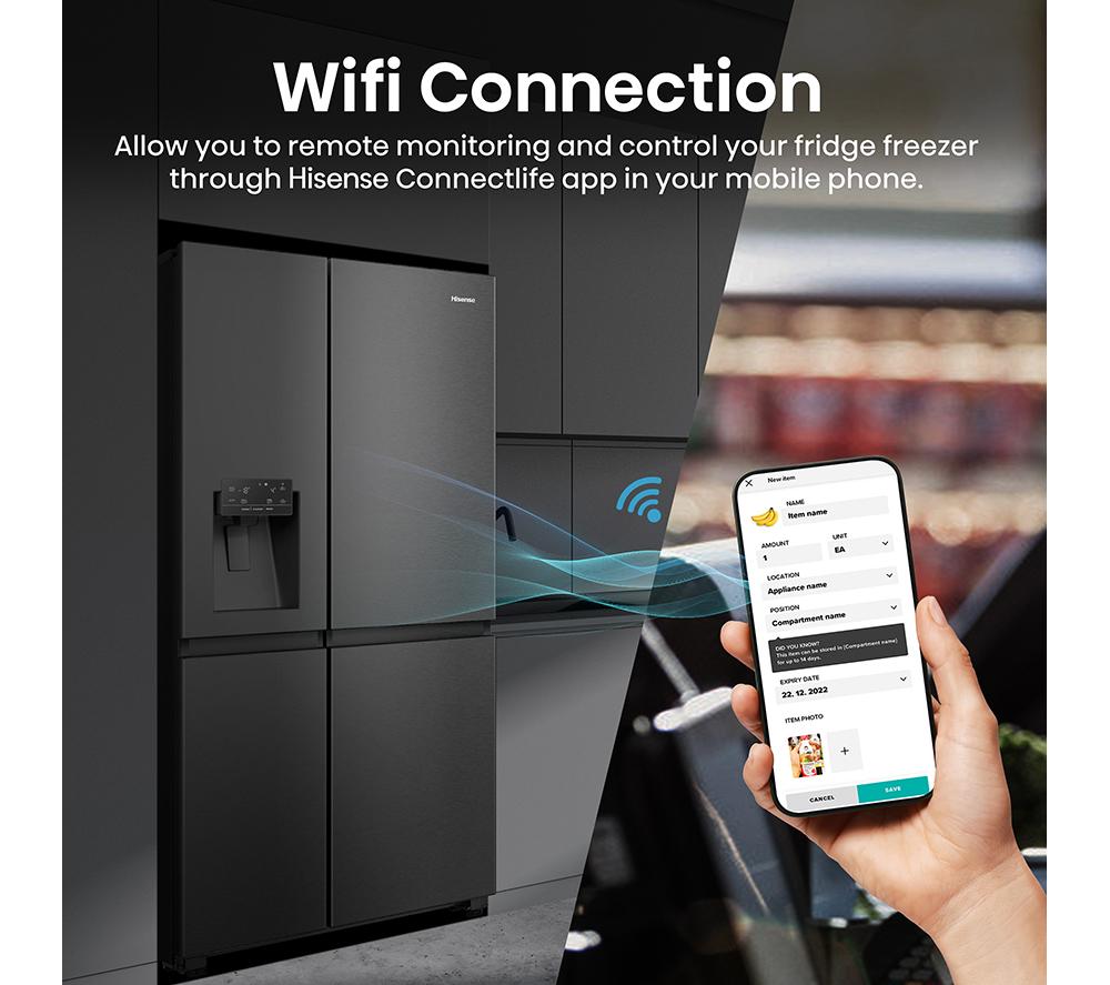 Frigorífico americano inteligente HISENSE PureFlat Infinite RS818N4IFE - Acero inoxidable negro