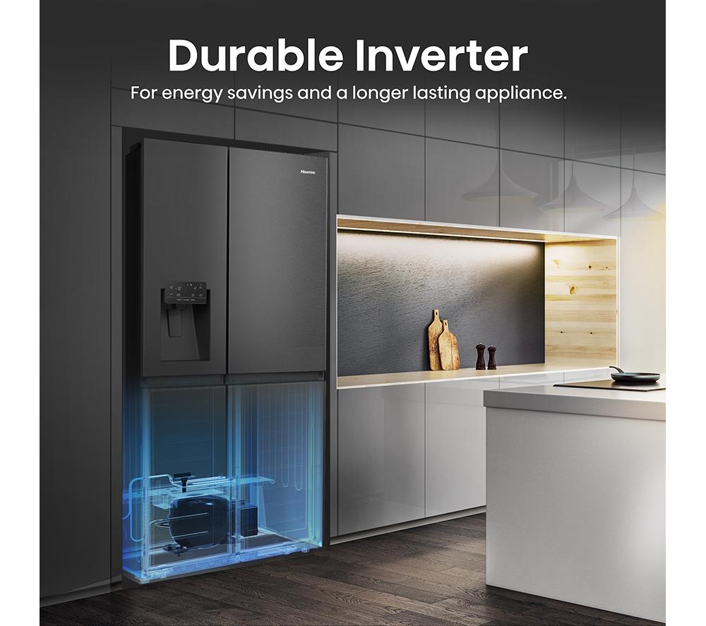 Frigorífico americano inteligente HISENSE PureFlat Infinite RS818N4IFE - Acero inoxidable negro
