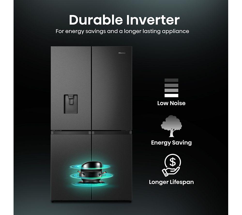 Frigorífico combi inteligente HISENSE PureFlat RQ758N4SWFE - Acero inoxidable negro