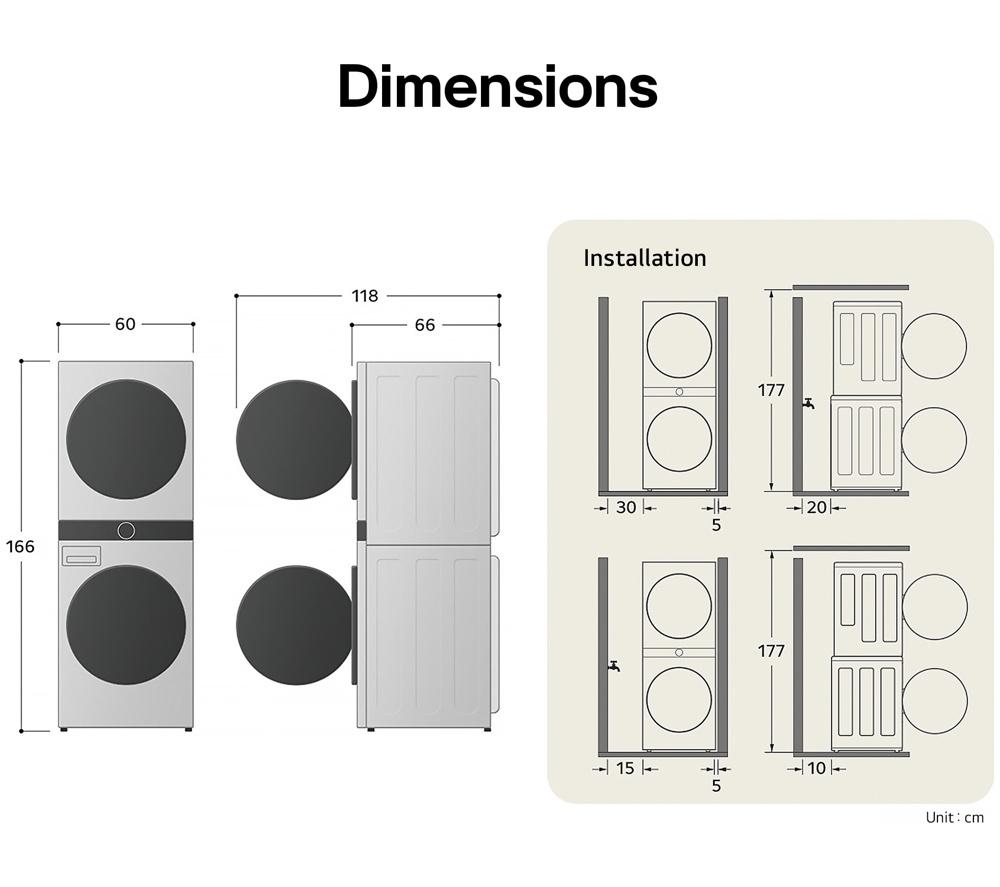 LG WashTower AI Direct Drive WT1210NBTN1 WLAN-fähig 12 kg Waschtrockner – Grün & Beige