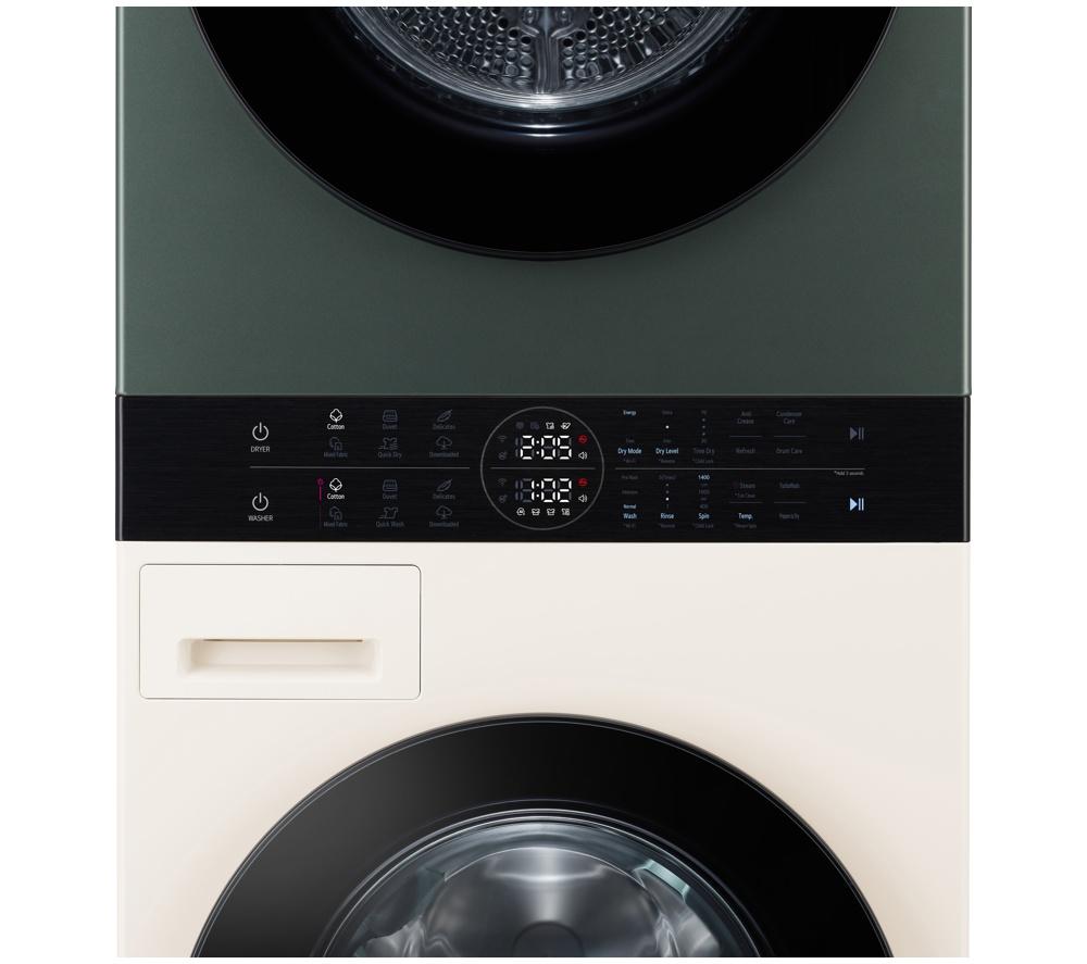 LG WashTower AI Direct Drive WT1210NBTN1 WLAN-fähig 12 kg Waschtrockner – Grün & Beige