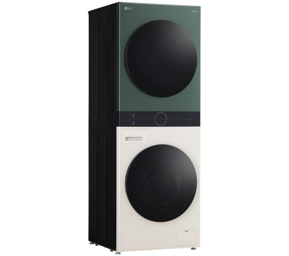 LG WashTower AI Direct Drive WT1210NBTN1 WLAN-fähig 12 kg Waschtrockner – Grün & Beige